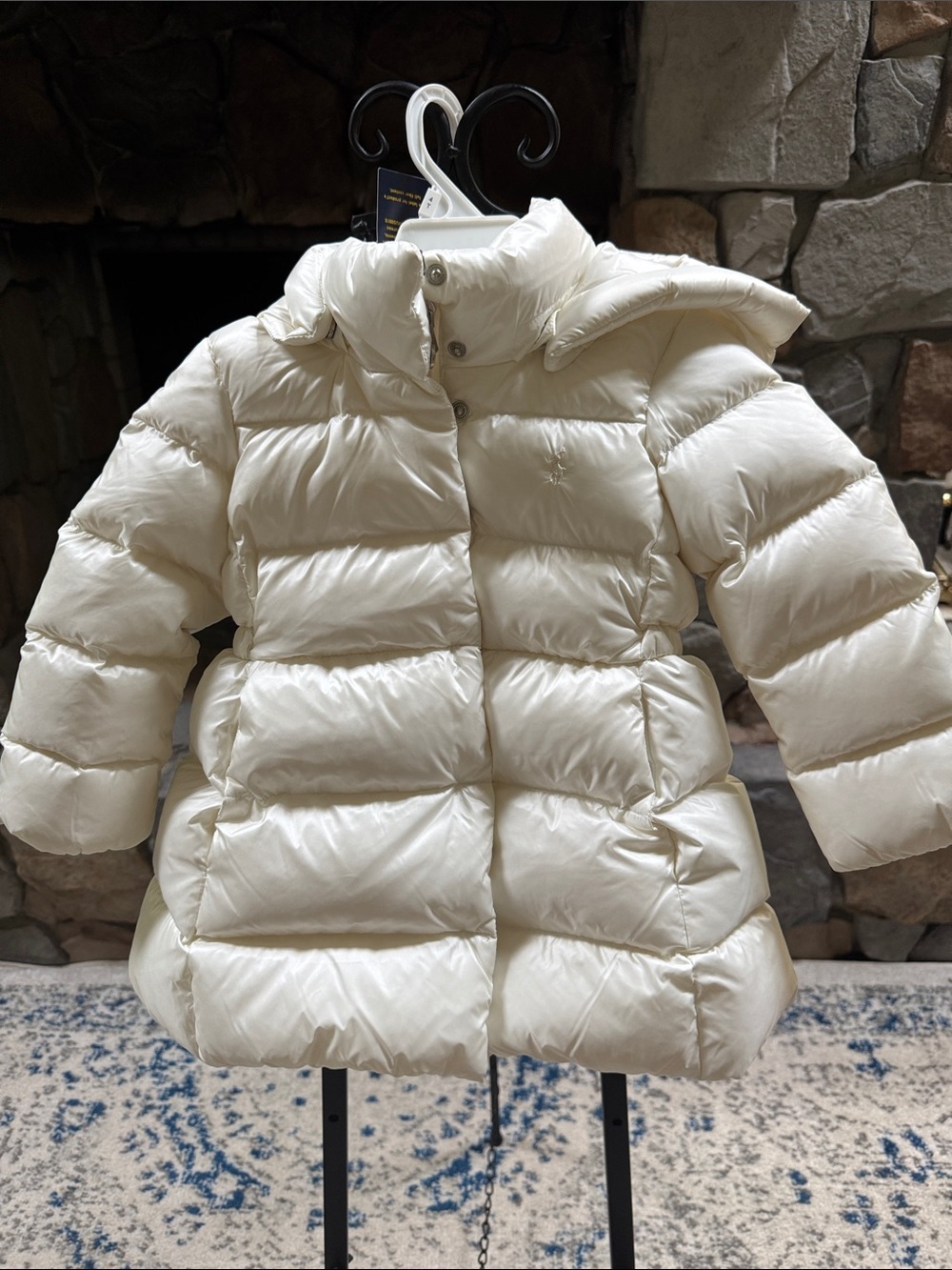 Polo by Ralph Lauren Cream Quilted Puffer Coat for Kids
